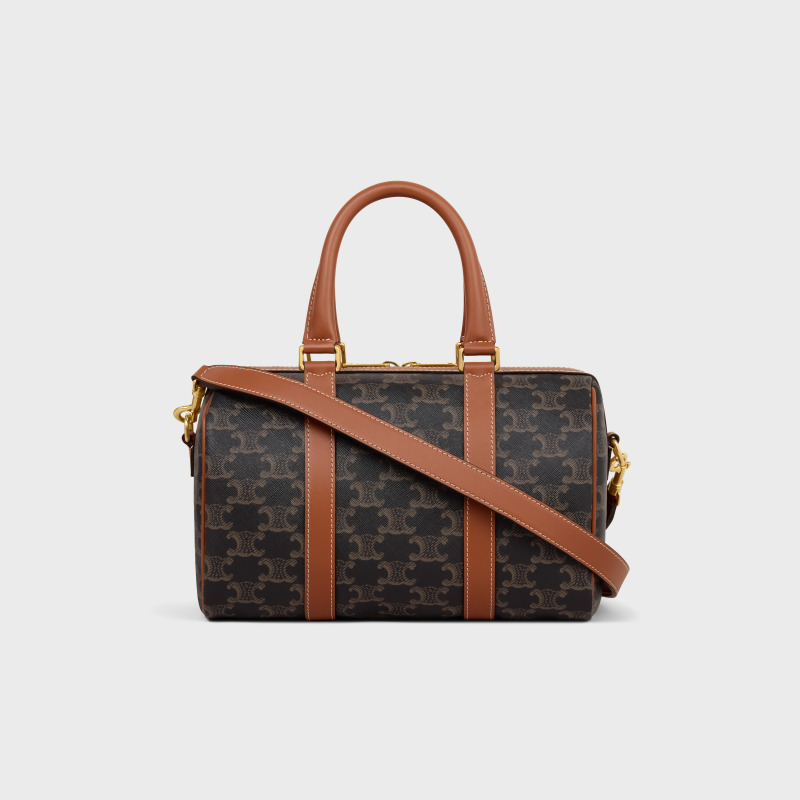 （Special Offer）CELING Bag Medium Logo Printed Calf Leather Boston Bag