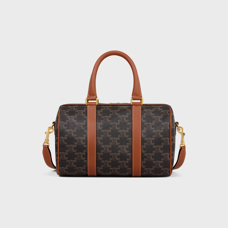 (Special Offer)CELING Bag Medium Logo Printed Calf Leather Boston Bag