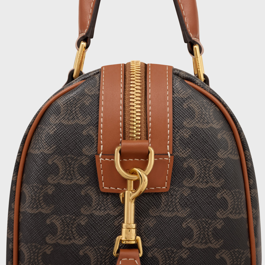 （Special Offer）CELING Bag Medium Logo Printed Calf Leather Boston Bag