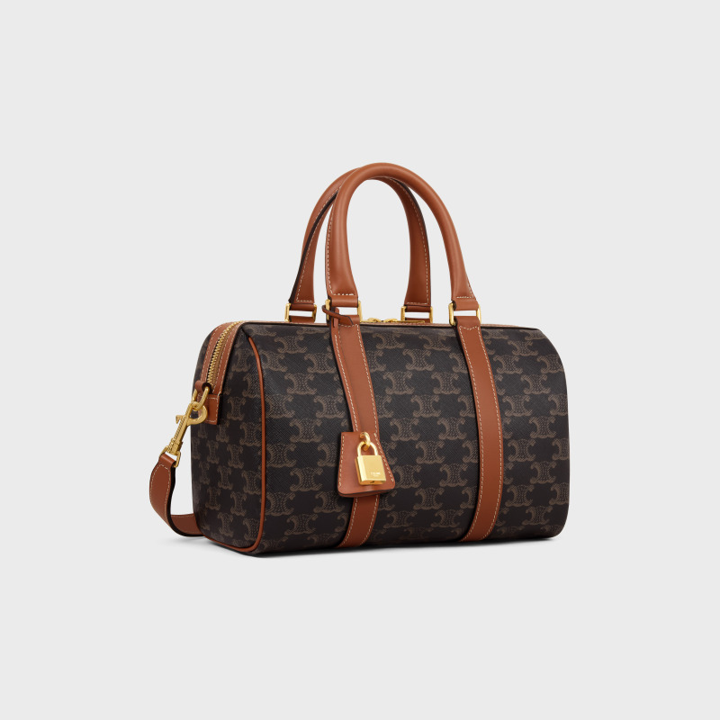 （Special Offer）CELING Bag Medium Logo Printed Calf Leather Boston Bag