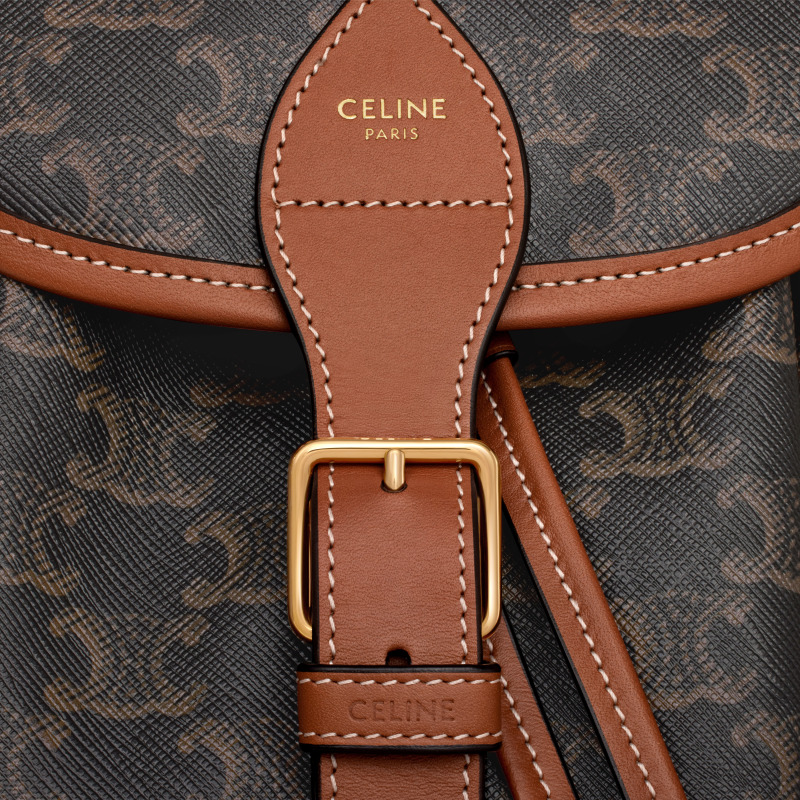 CELINE Bags FOLCO Logo Printed Cowhide Medium Backpack