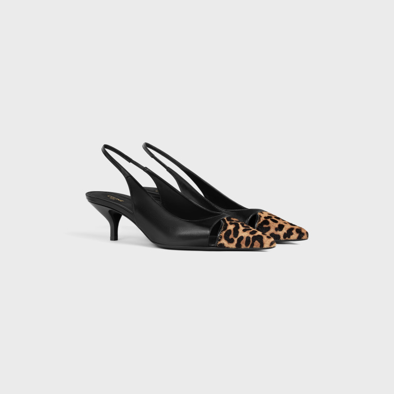 (Special Offer)CELINE JUDY high heels in calfskin and leopard print calfskin cape slingback