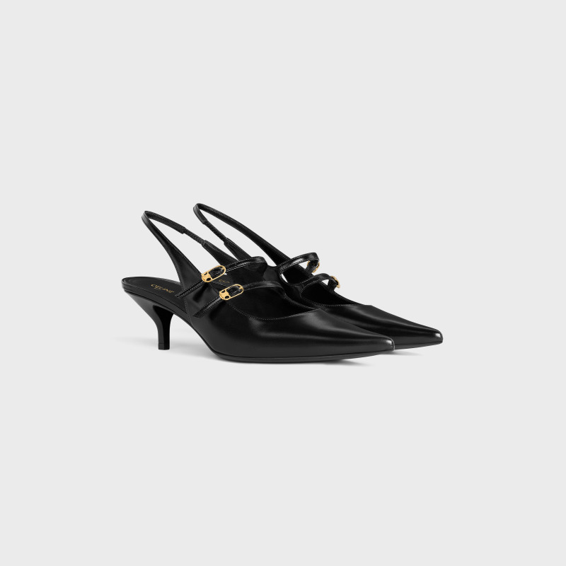 CELINE high heels JUDY cowhide double strap Mary Jane slingback shoes