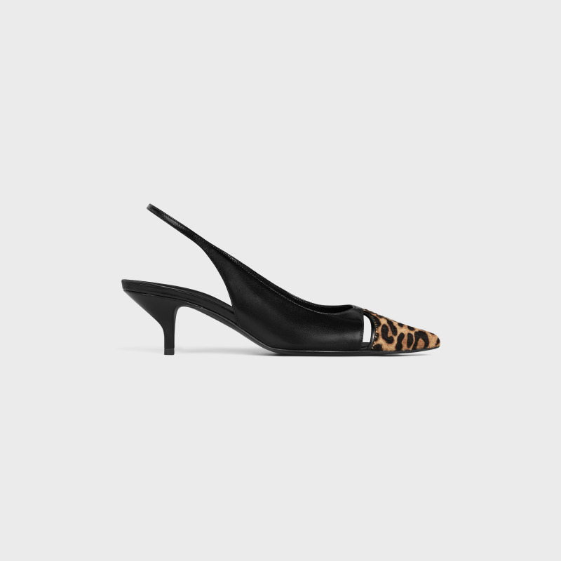 (Special Offer)CELINE JUDY high heels in calfskin and leopard print calfskin cape slingback