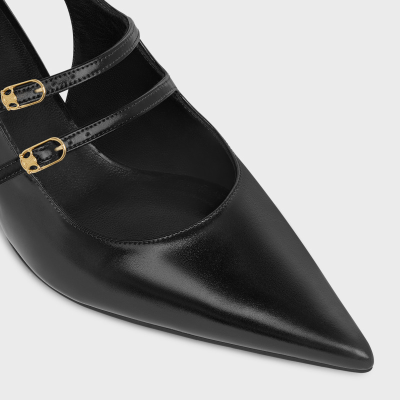 CELINE high heels JUDY cowhide double strap Mary Jane slingback shoes