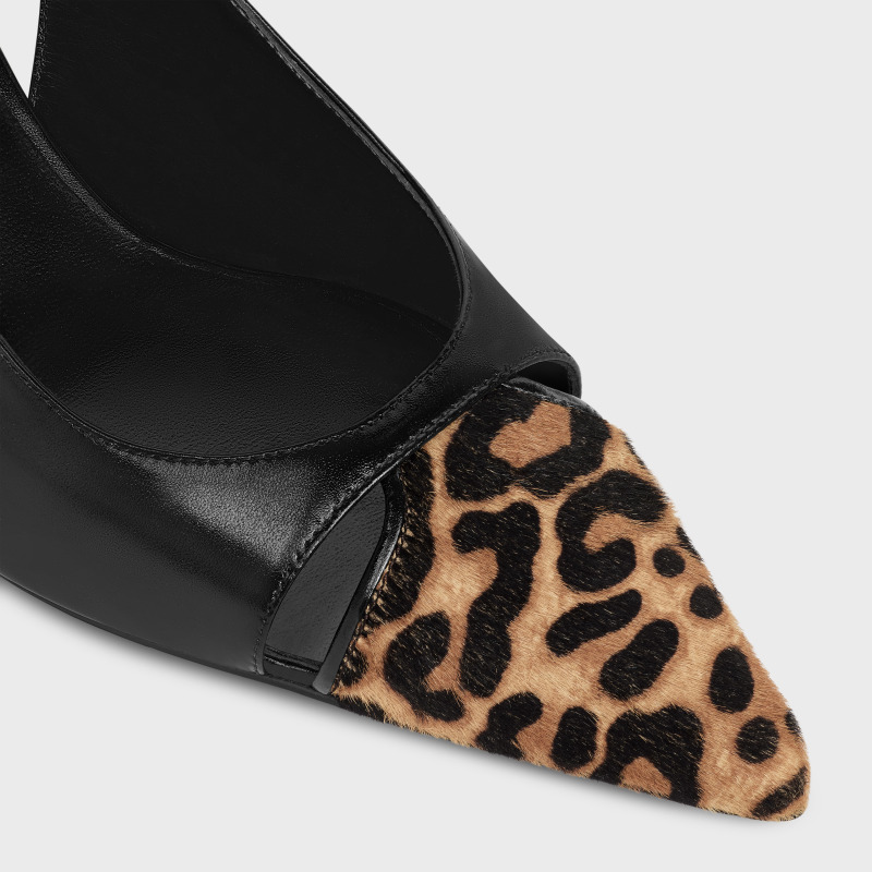 (Special Offer)CELINE JUDY high heels in calfskin and leopard print calfskin cape slingback