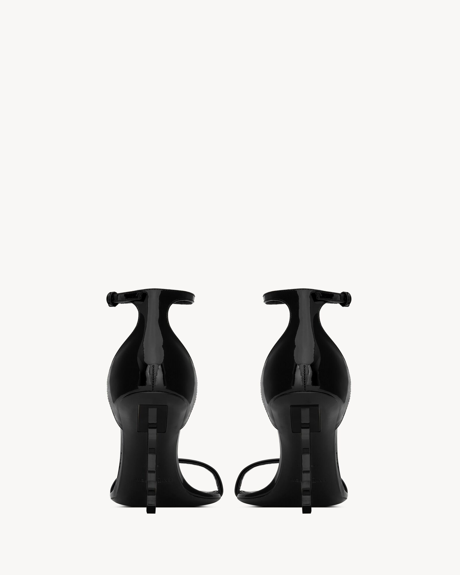 (Discount) Saint Laurent High Heels OPYUM Black Heel Patent Leather Sandals