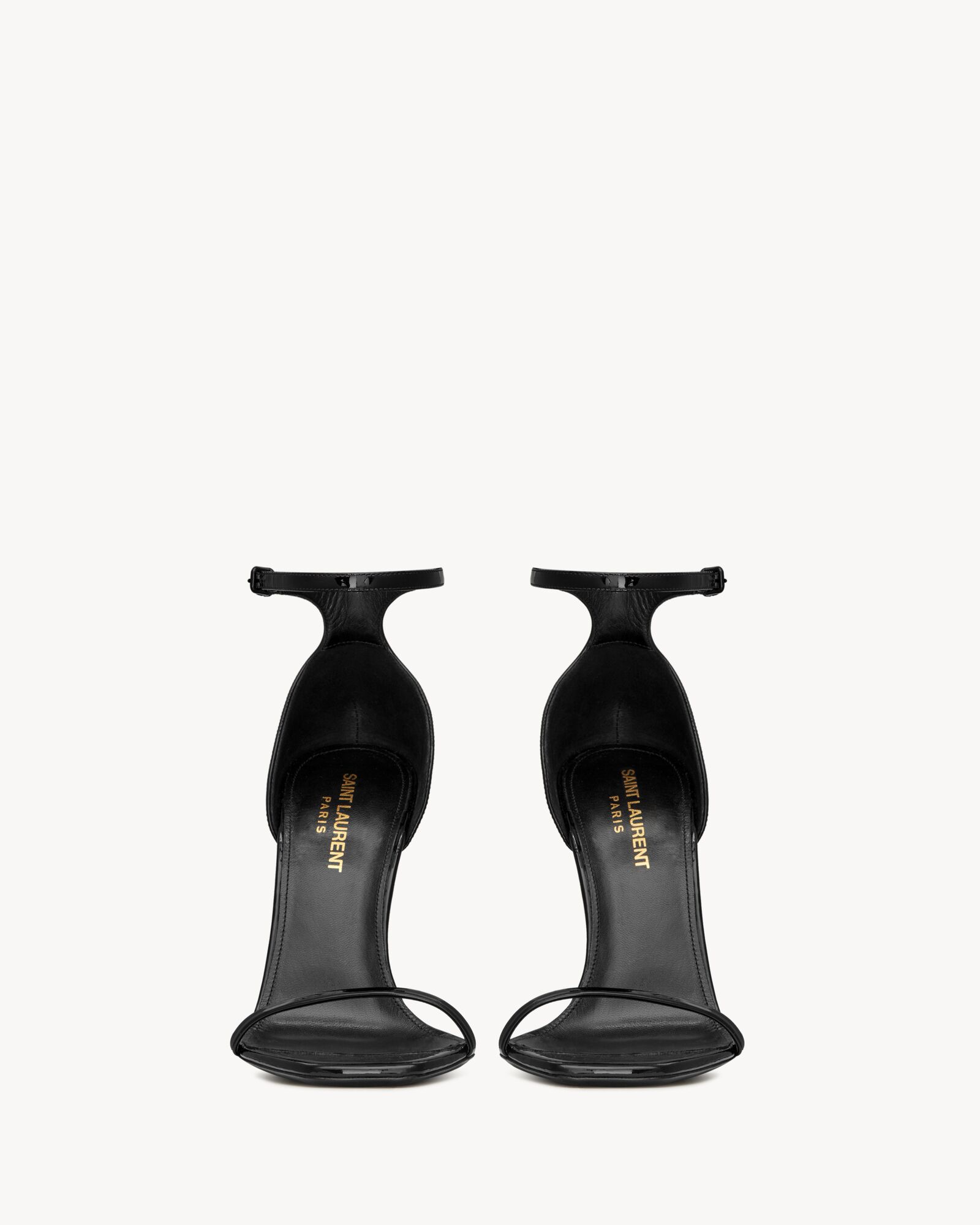 (Discount) Saint Laurent High Heels OPYUM Gold Heel Patent Leather Sandals 10cm