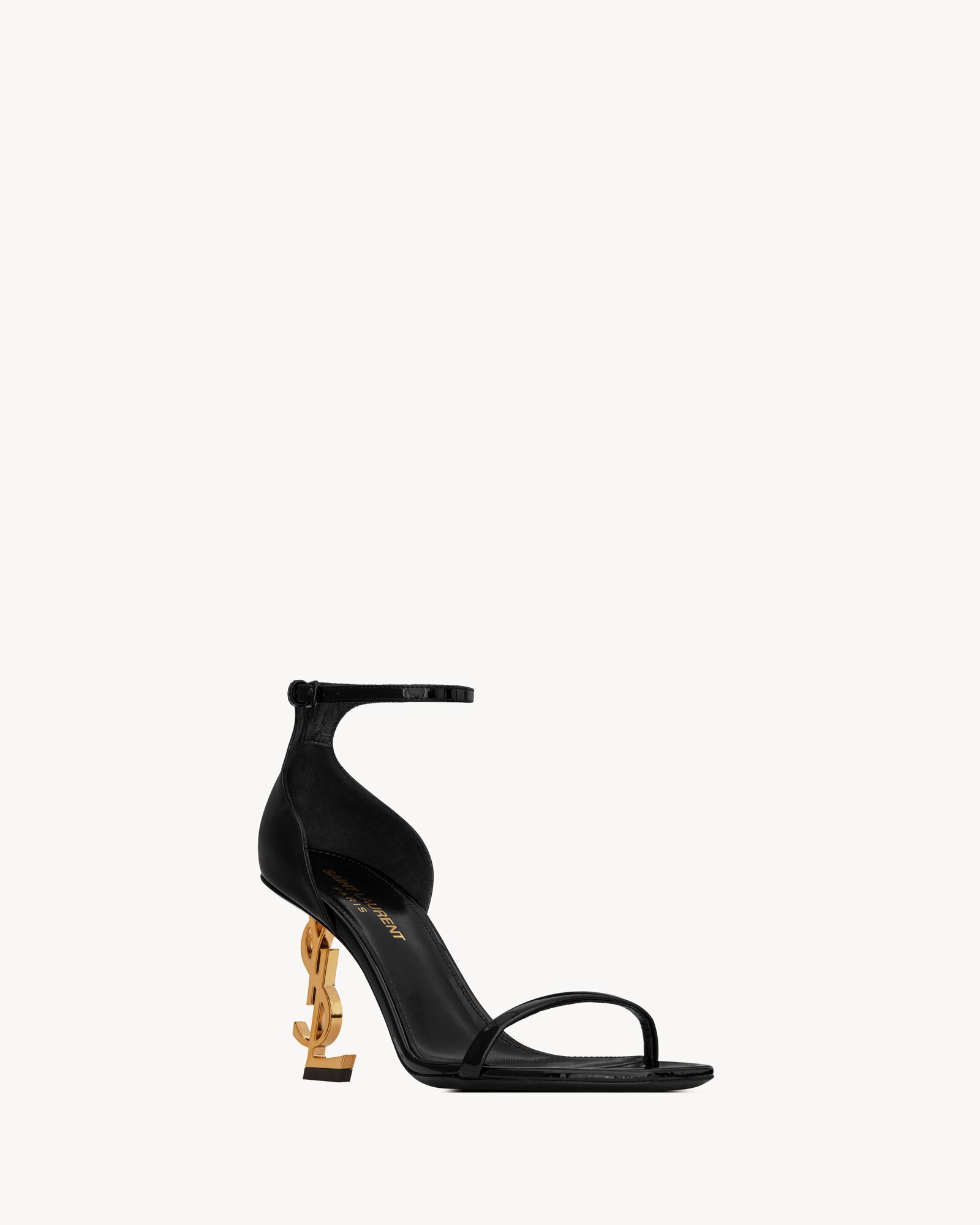 (Discount) Saint Laurent OPYUM high heels gold heel patent leather sandals