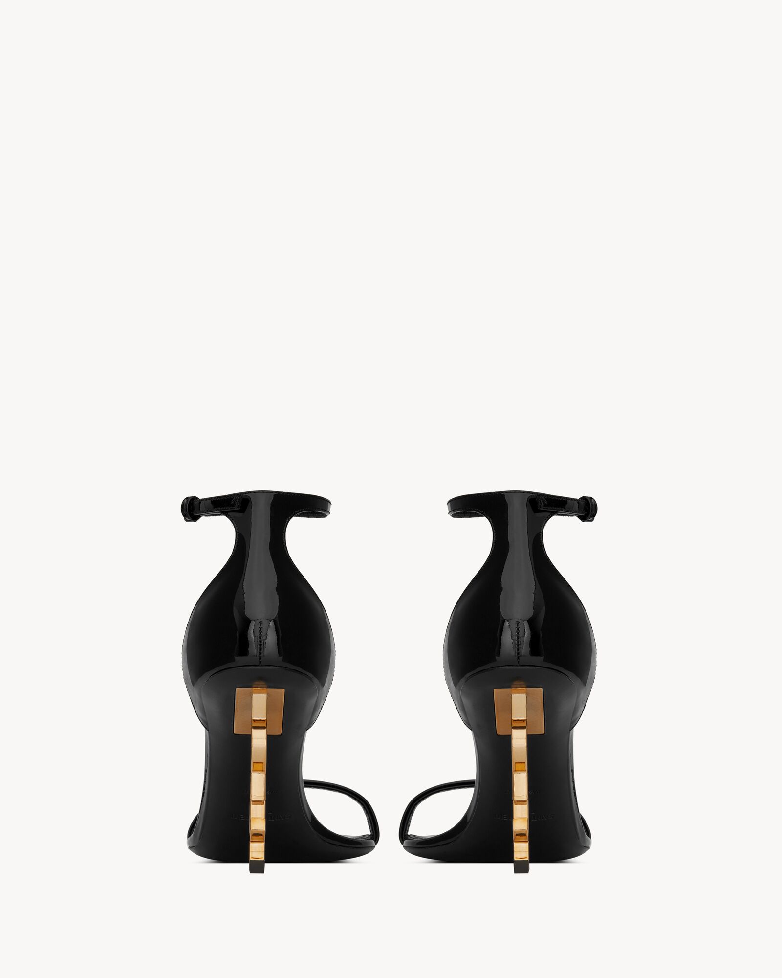 (Discount) Saint Laurent OPYUM high heels gold heel patent leather sandals