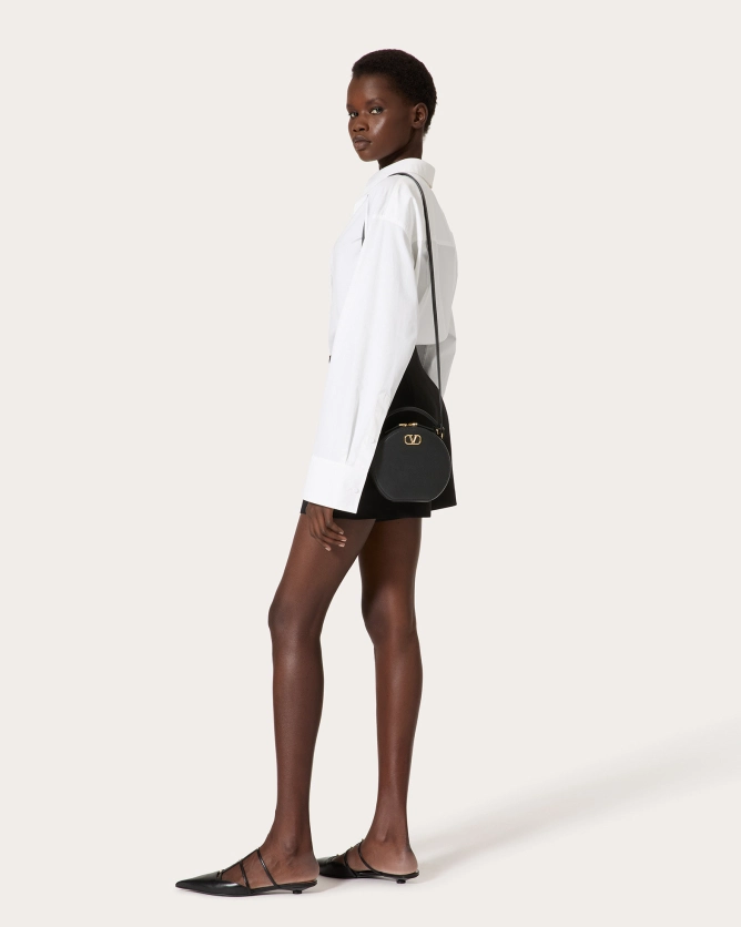 (Special Offer)(Black, White)Valentino Bags VLOGO SIGNATURE Mini Calfskin Handbag