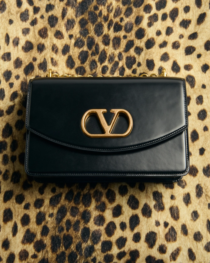 (Special Offer)Valentino Bags VAIN Shiny Calfskin Handbag（Large, small）