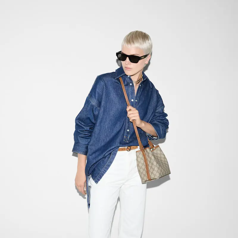 Gucci GG Emblem Small Bucket Bag