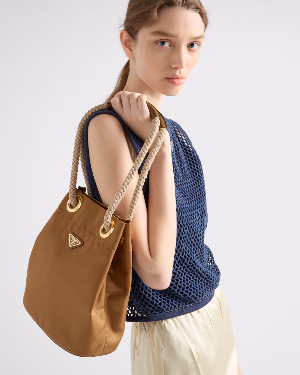 Prada Mariner Recycled Nylon Small Bucket Bag