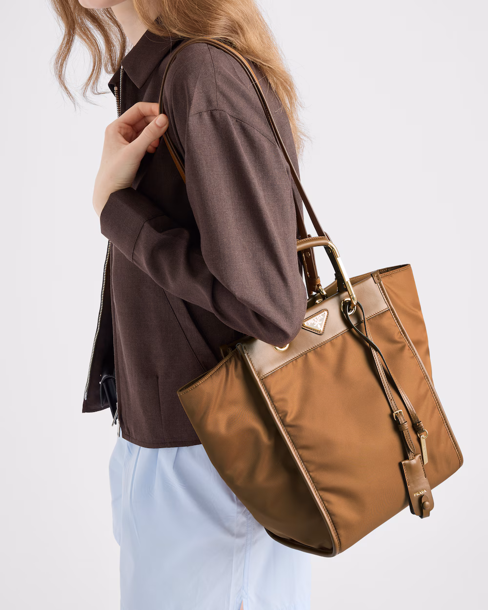 Prada Bags Re-Nylon Recycled Nylon and Leather Medium Tote Bag