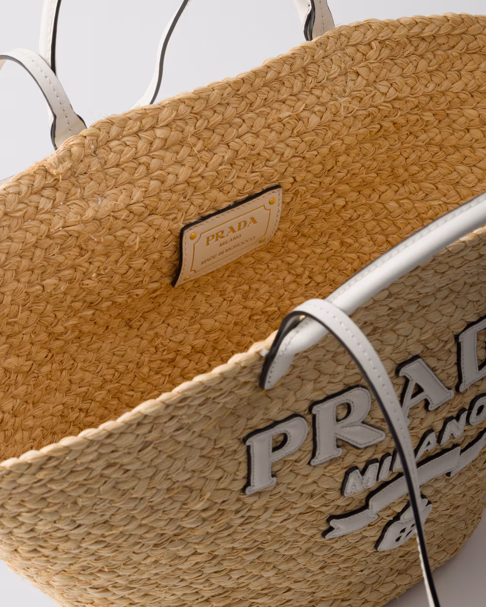 (Special Offer)Prada Bags Large Raffia and Leather Shopper