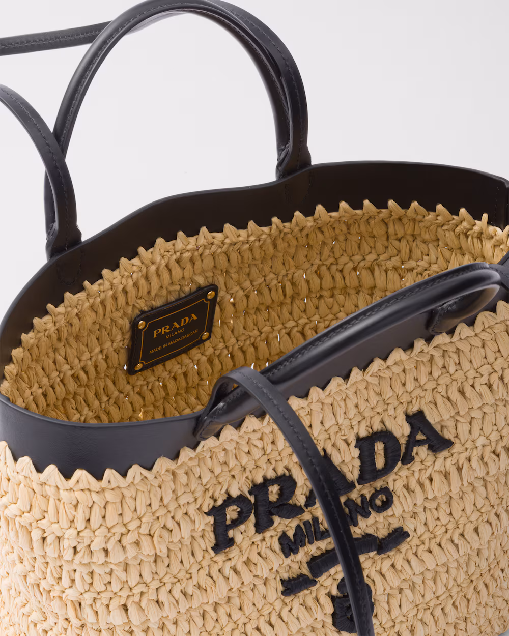 Prada Bag Small Crochet and Leather Tote Bag