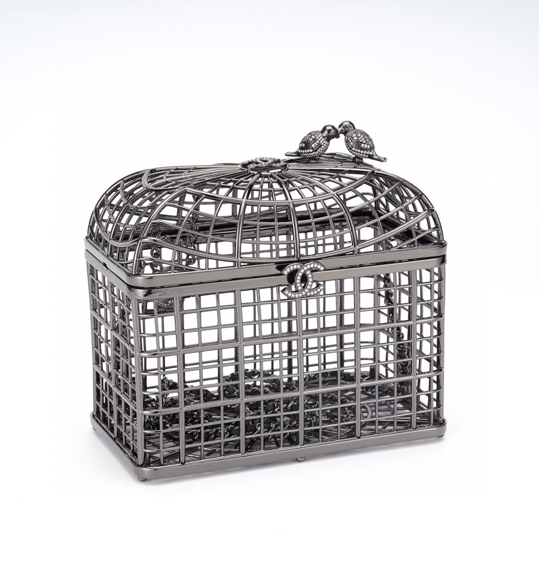 Chanel birdcage shaped hard evening bag