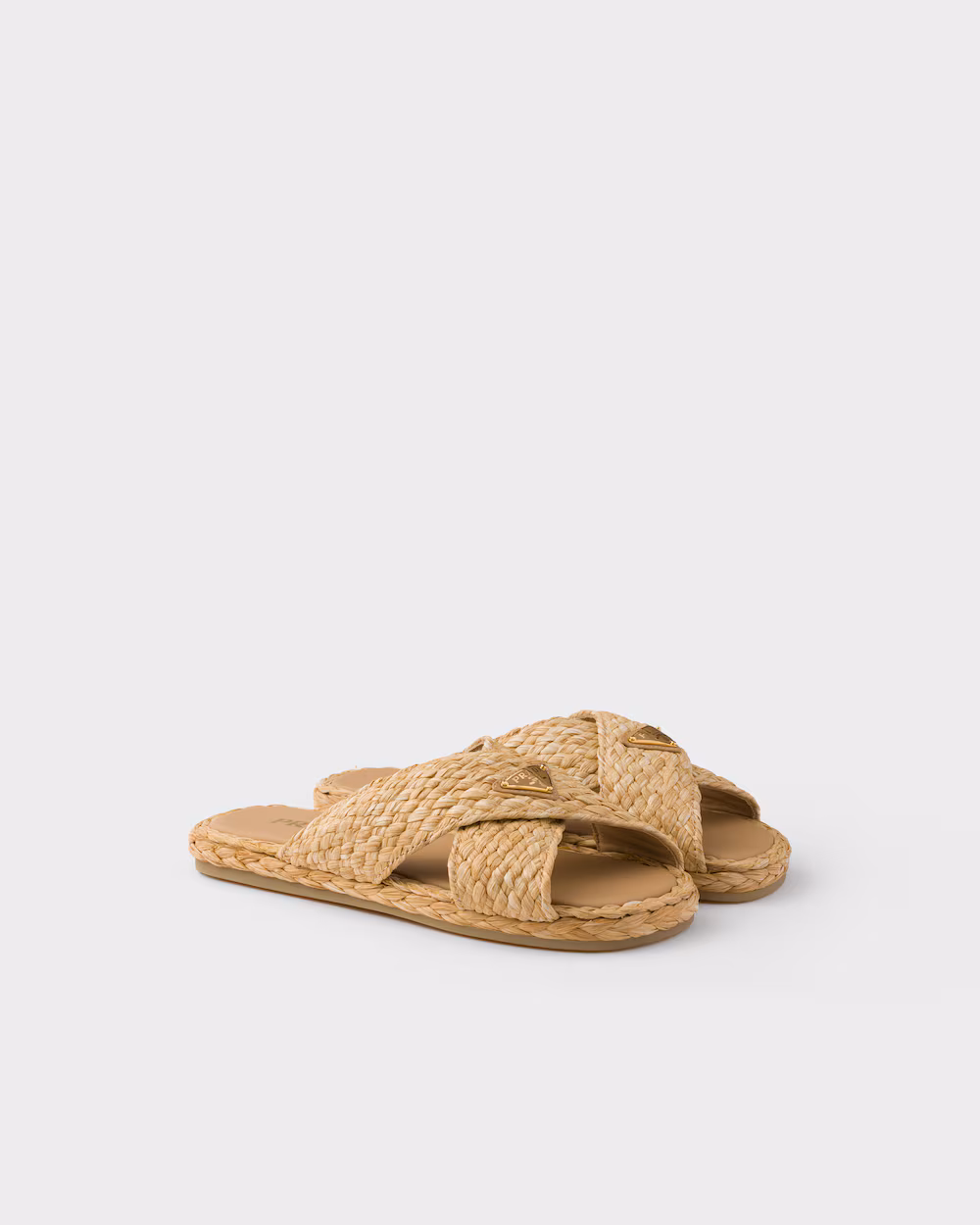 Prada Shoes Raffia Cross Slippers