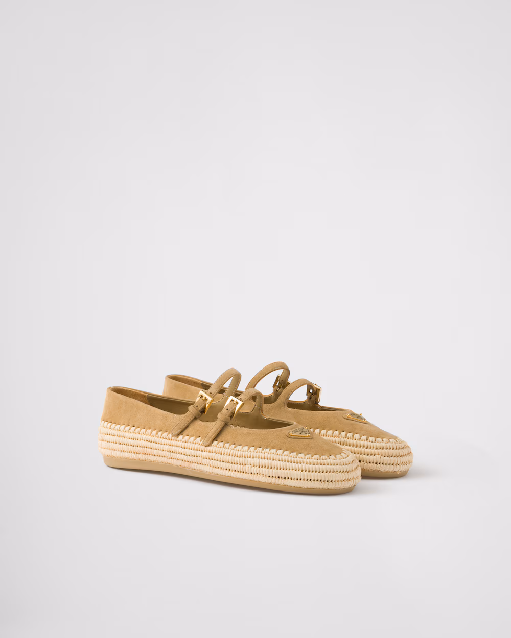 Prada Shoes Suede Leather Ballet Flats