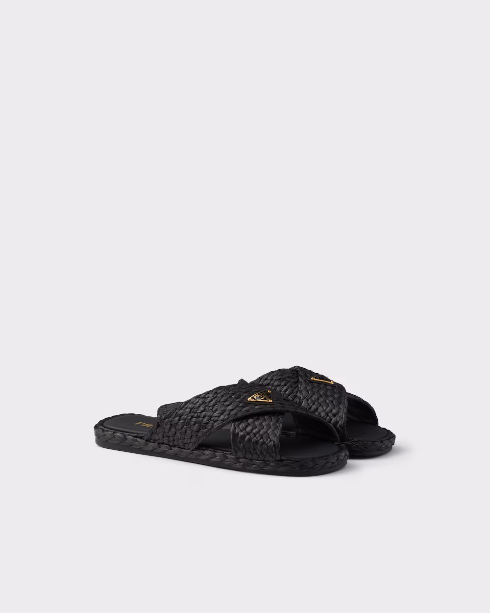 Prada Shoes Raffia Cross Slippers
