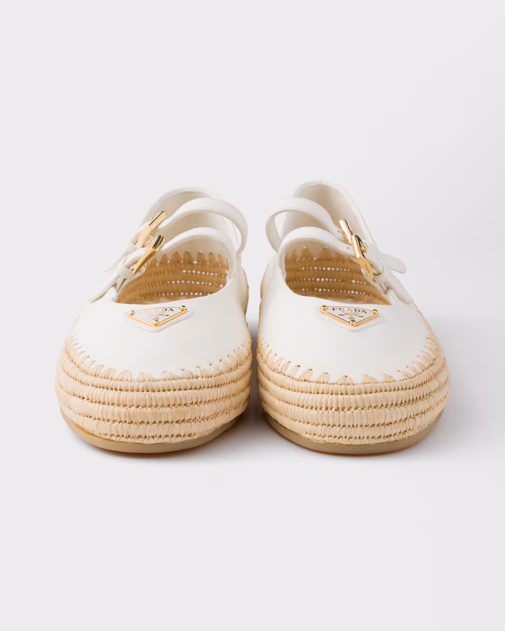 Prada Shoes Nappa Leather and Raffia Ballet Flats