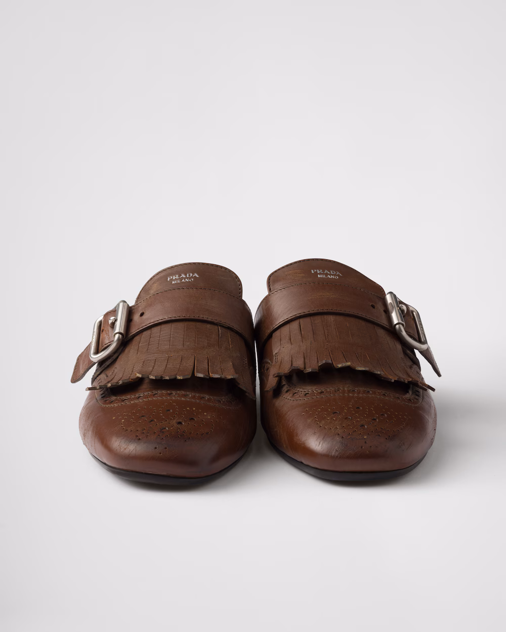 Prada Shoes Shuffle Tassel Leather Mules
