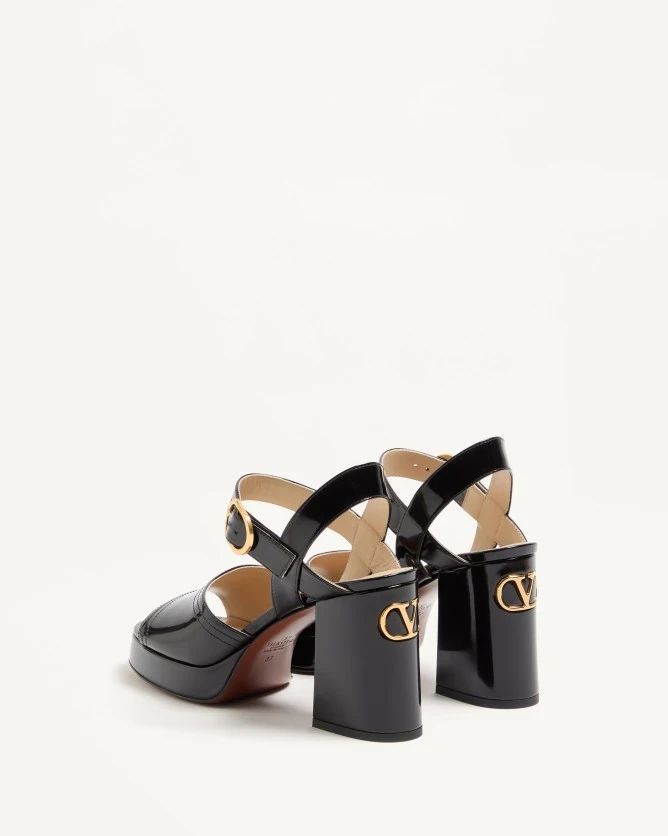 Valentino Shoes FAWCETTE Polished Calfskin Platform Sandals (Heel Height 10cm)