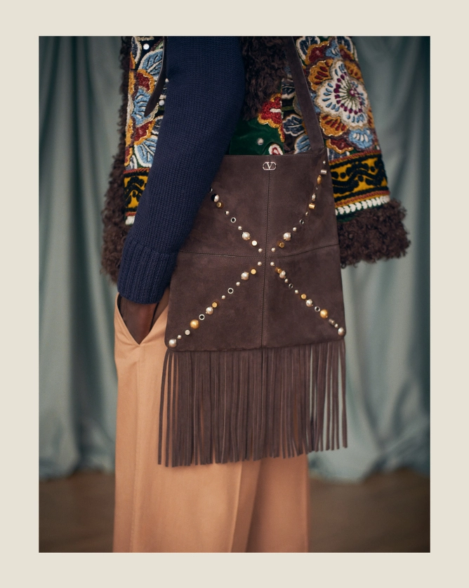 Valentino Bags NELLCÔTE Suede Leather Tassel Handbag