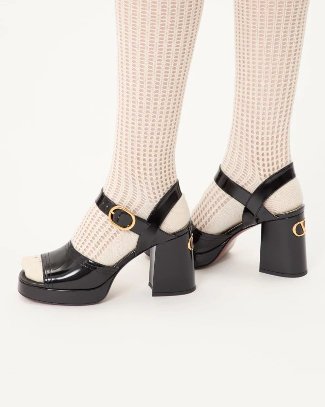 Valentino Shoes FAWCETTE Polished Calfskin Platform Sandals (Heel Height 10cm)