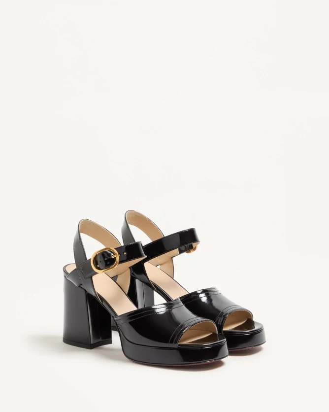 Valentino Shoes FAWCETTE Polished Calfskin Platform Sandals (Heel Height 10cm)