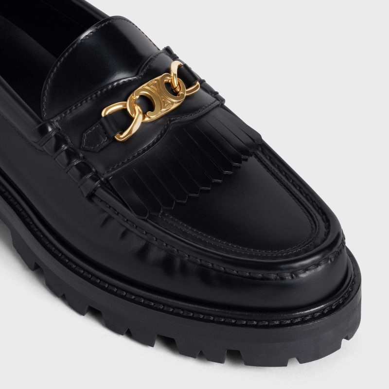 CELINE SHOES CELINE MARGARET POLISHED TRIOMPHE CHAIN ​​LOAFERS