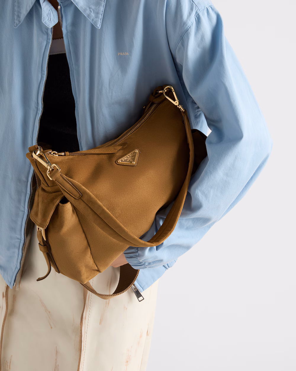 Prada Explore Large Suede Leather Handbag