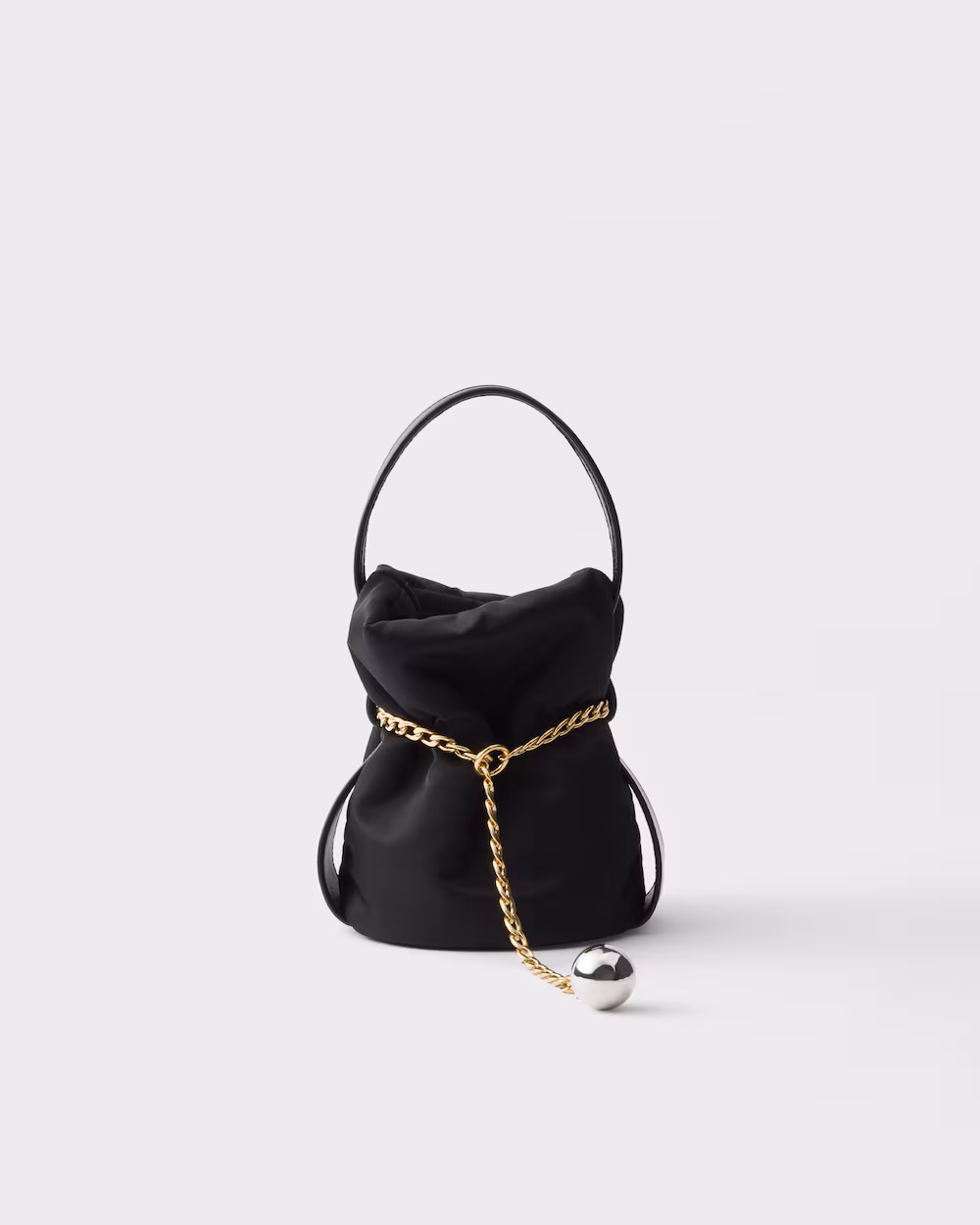 Prada Petit Sac Noir Re-Nylon and Nappa Leather Mini Bucket Bag