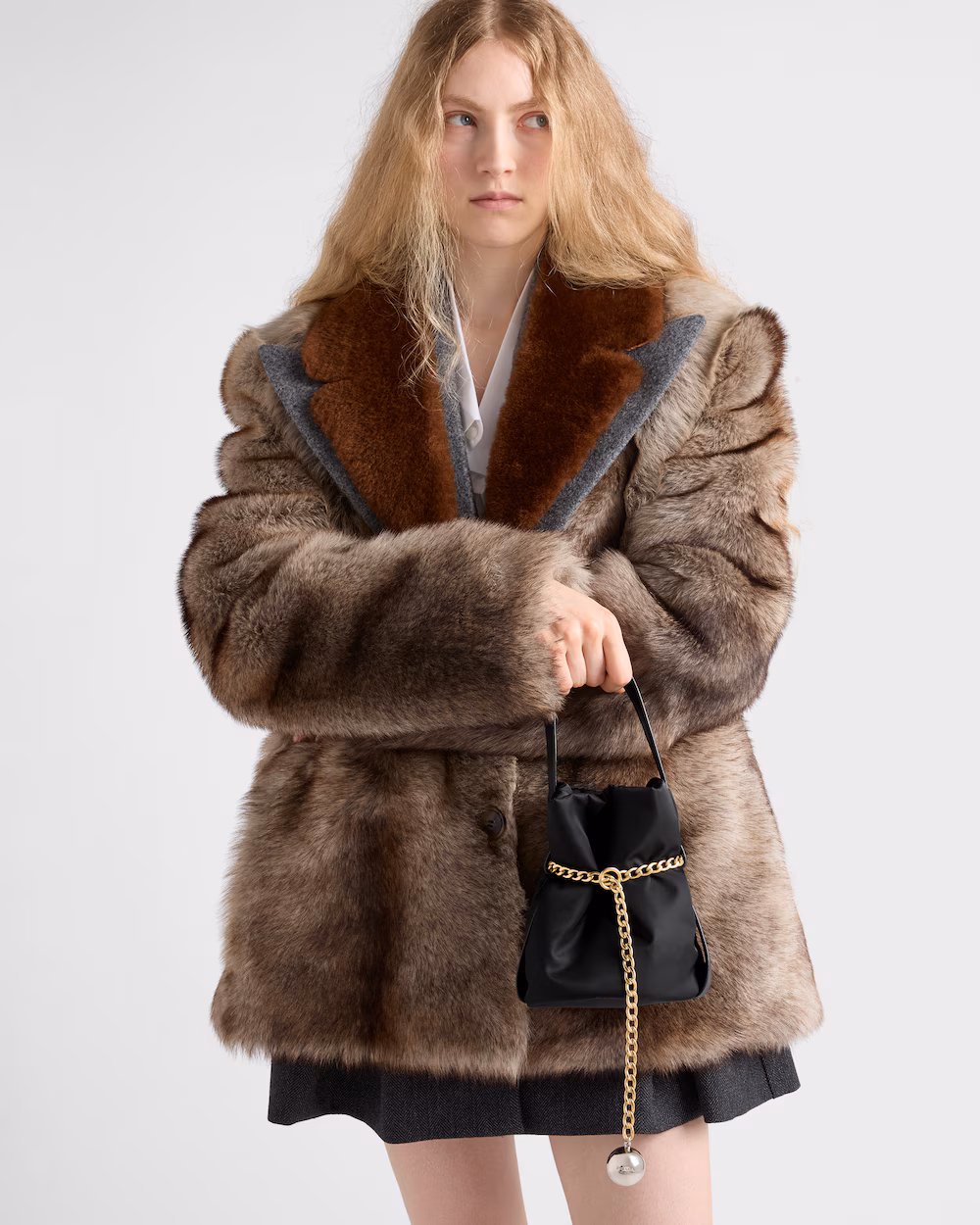 Prada Petit Sac Noir Re-Nylon and Nappa Leather Mini Bucket Bag