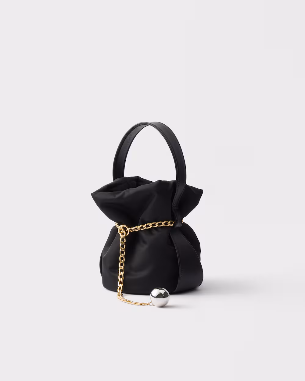 Prada Petit Sac Noir Re-Nylon and Nappa Leather Mini Bucket Bag