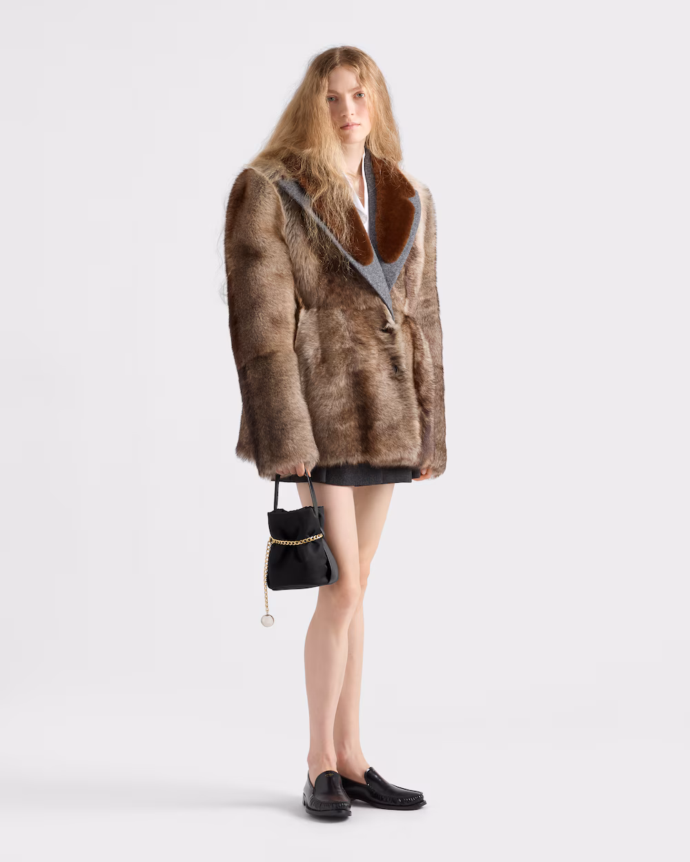 Prada Petit Sac Noir Re-Nylon and Nappa Leather Mini Bucket Bag