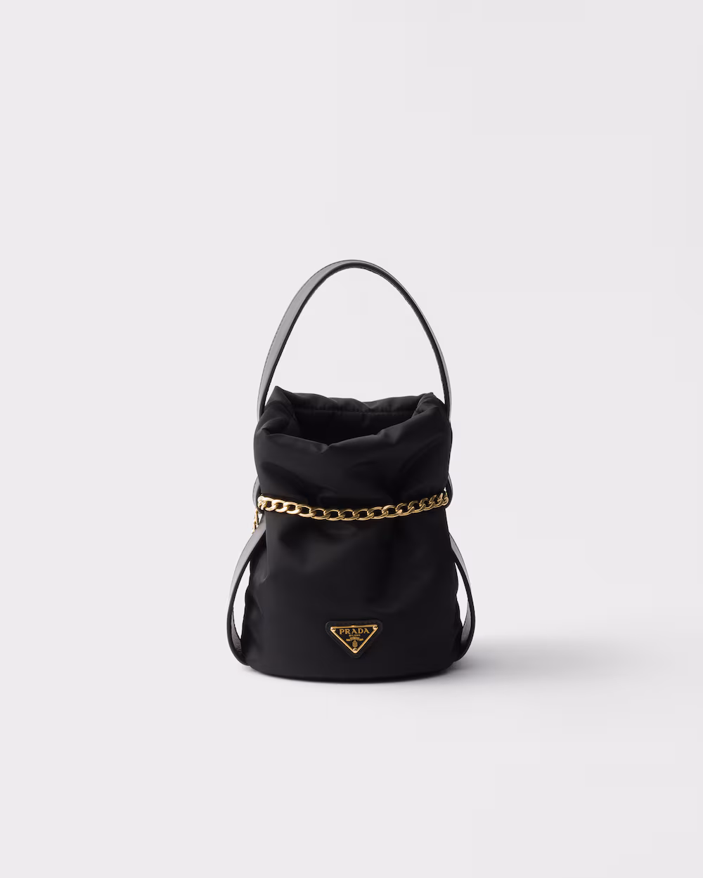 Prada Petit Sac Noir Re-Nylon and Nappa Leather Mini Bucket Bag
