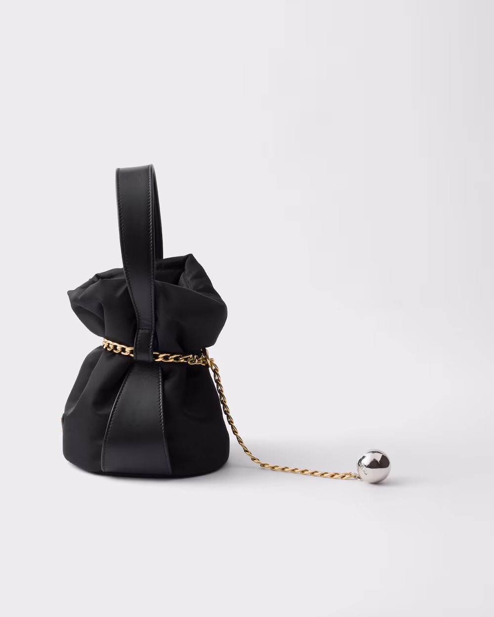 Prada Petit Sac Noir Re-Nylon and Nappa Leather Mini Bucket Bag