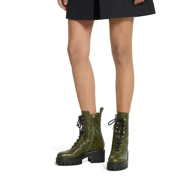 Gucci Women's GG Lace-Up Ankle Boots