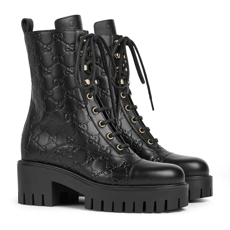 Gucci Women's GG Lace-Up Ankle Boots
