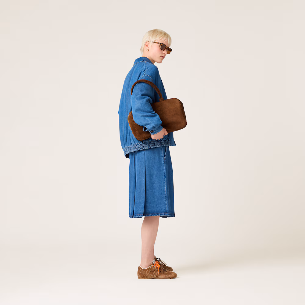 Miu Miu Beau handbag in suede leather (large size)