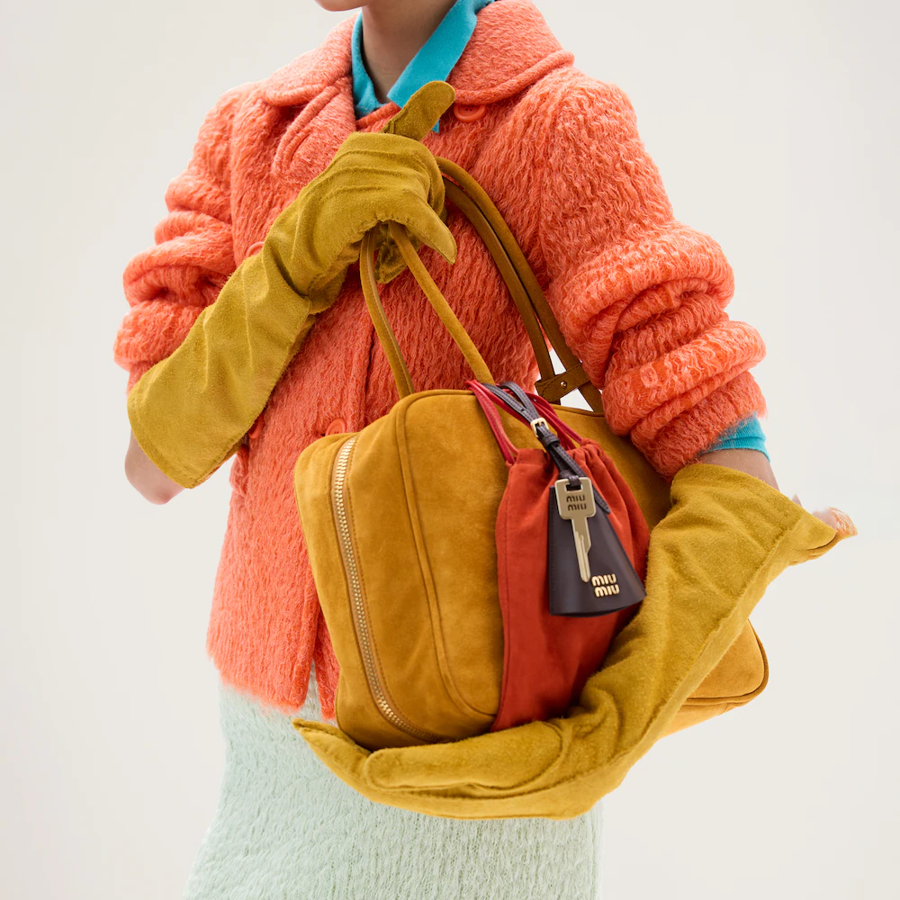 Miu Miu Beau handbag in suede leather (large size)