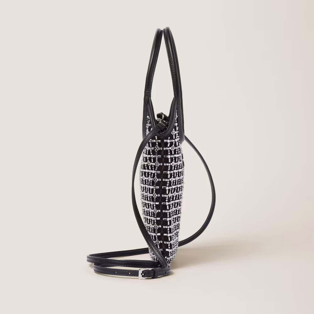 Miu Miu IVY satin handbag with synthetic crystal embellishments