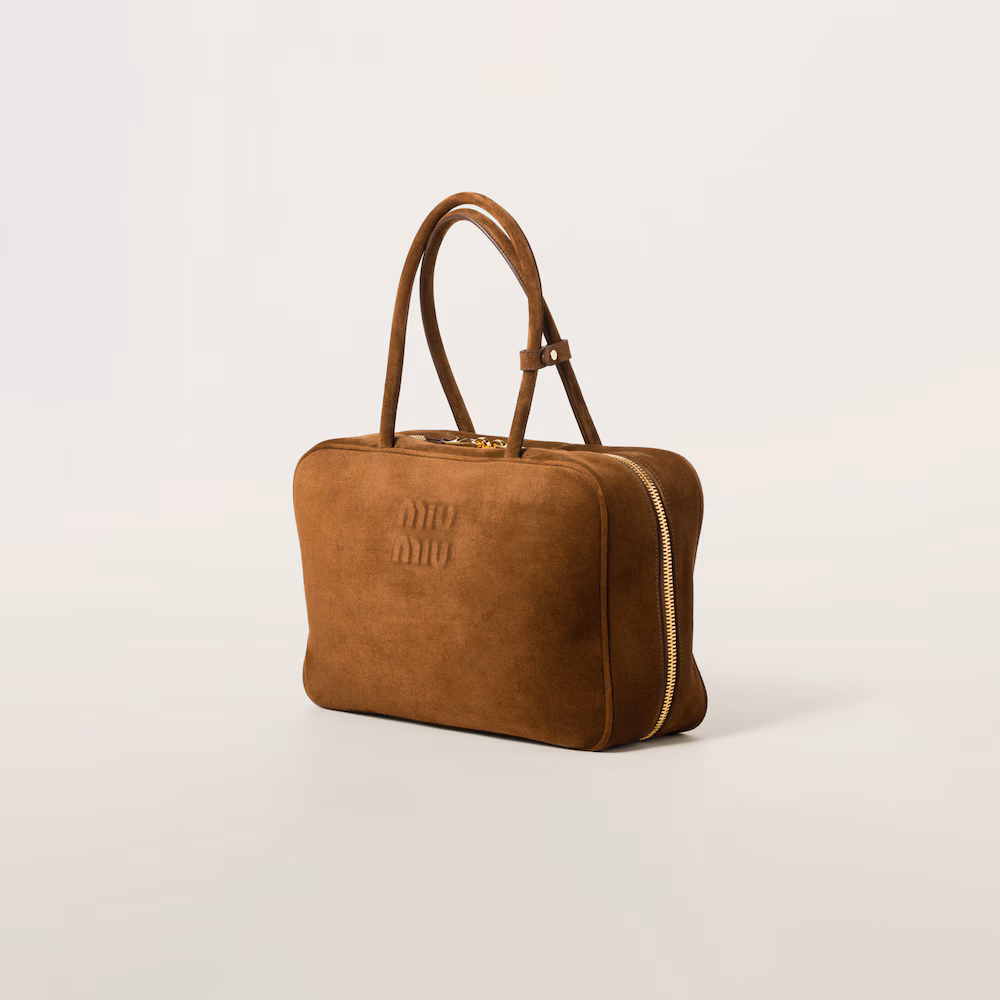Miu Miu Beau handbag in suede leather (large size)
