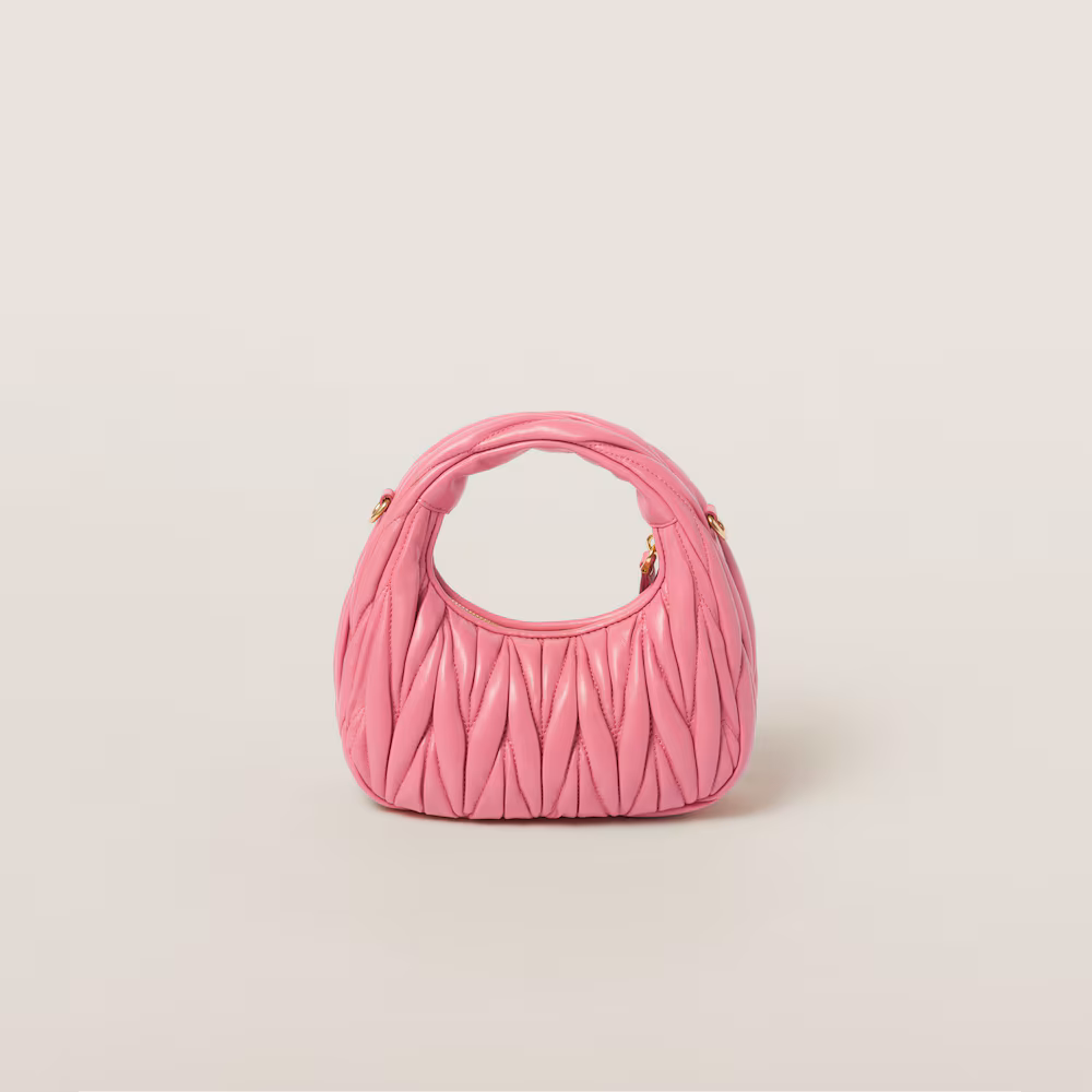 Miu Miu Wander Matelassé Mini Hobo Bag in Soft Lambskin