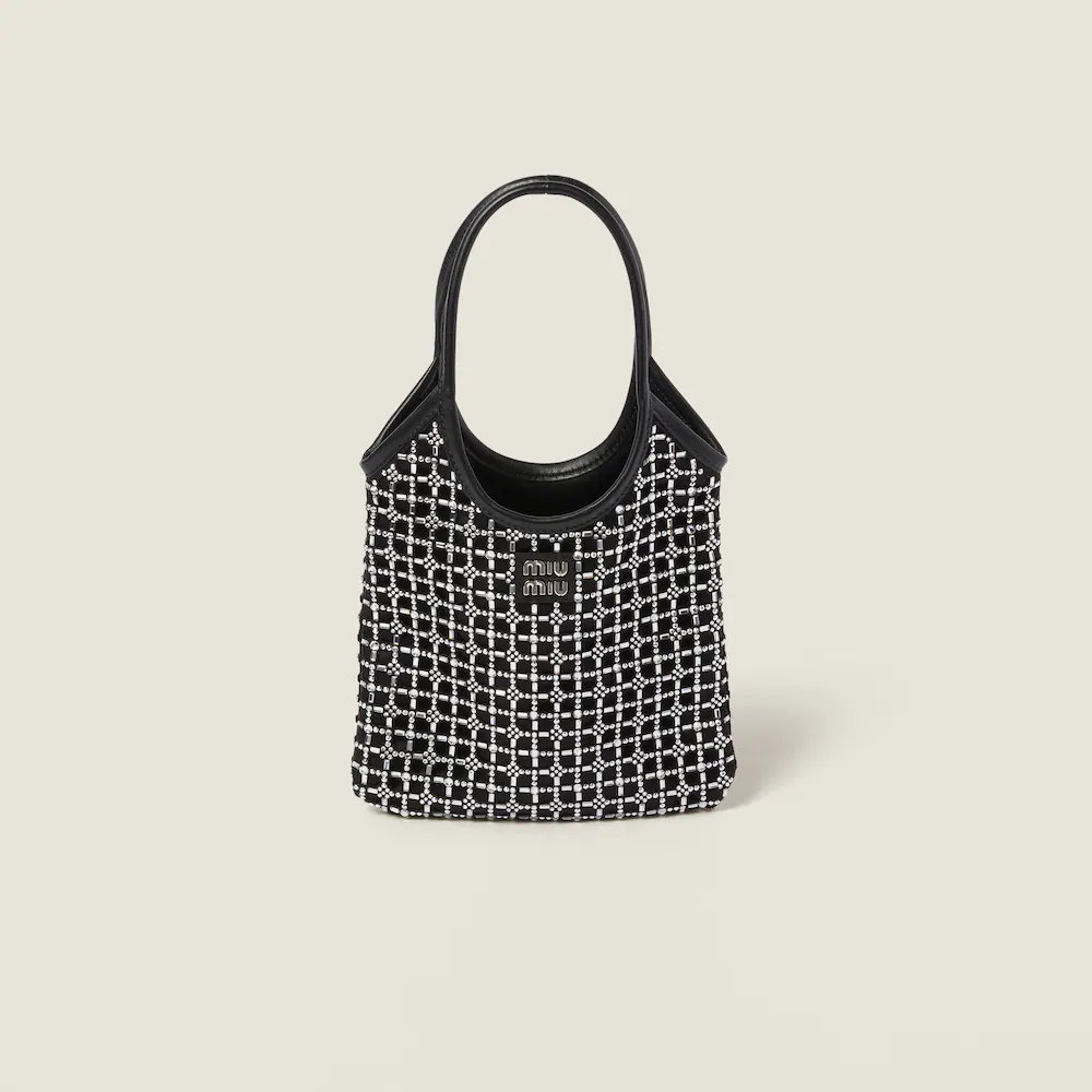 Miu Miu IVY satin handbag with synthetic crystal embellishments