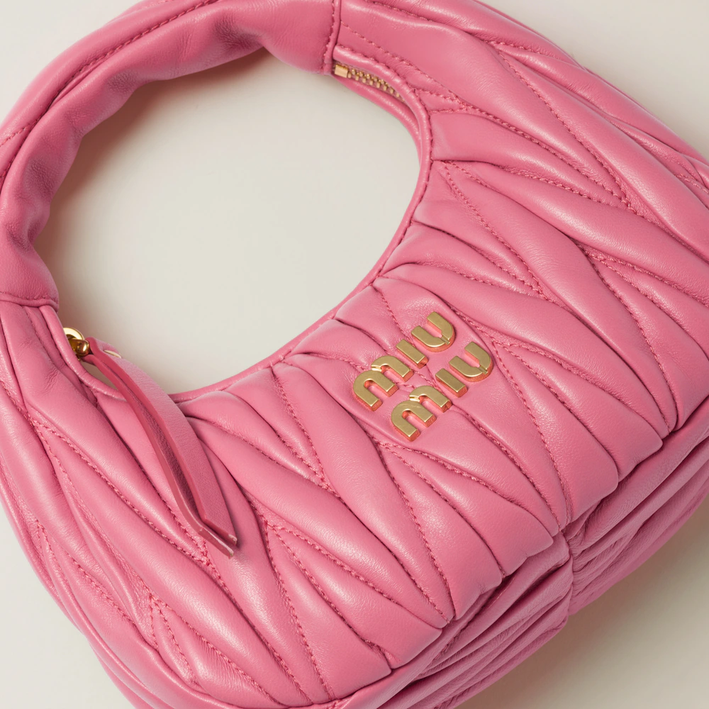 Miu Miu Wander Matelassé Mini Hobo Bag in Soft Lambskin