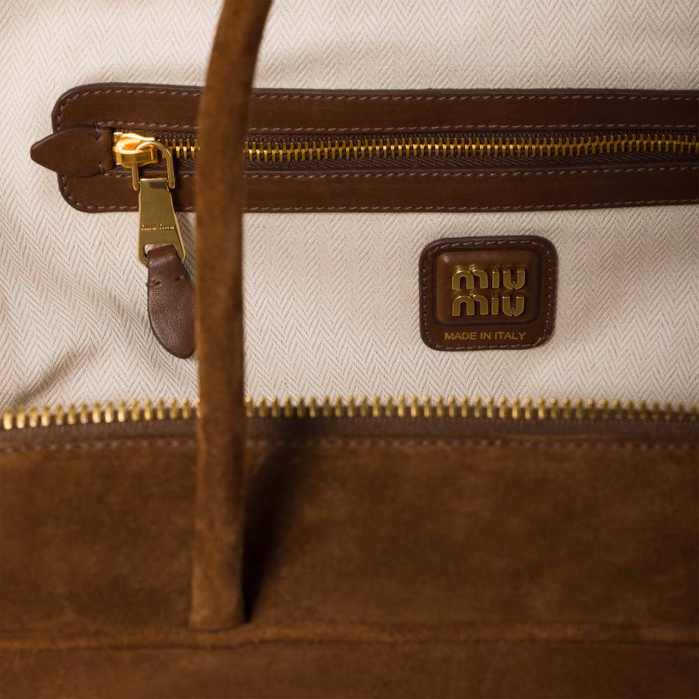 Miu Miu Beau handbag in suede leather (large size)