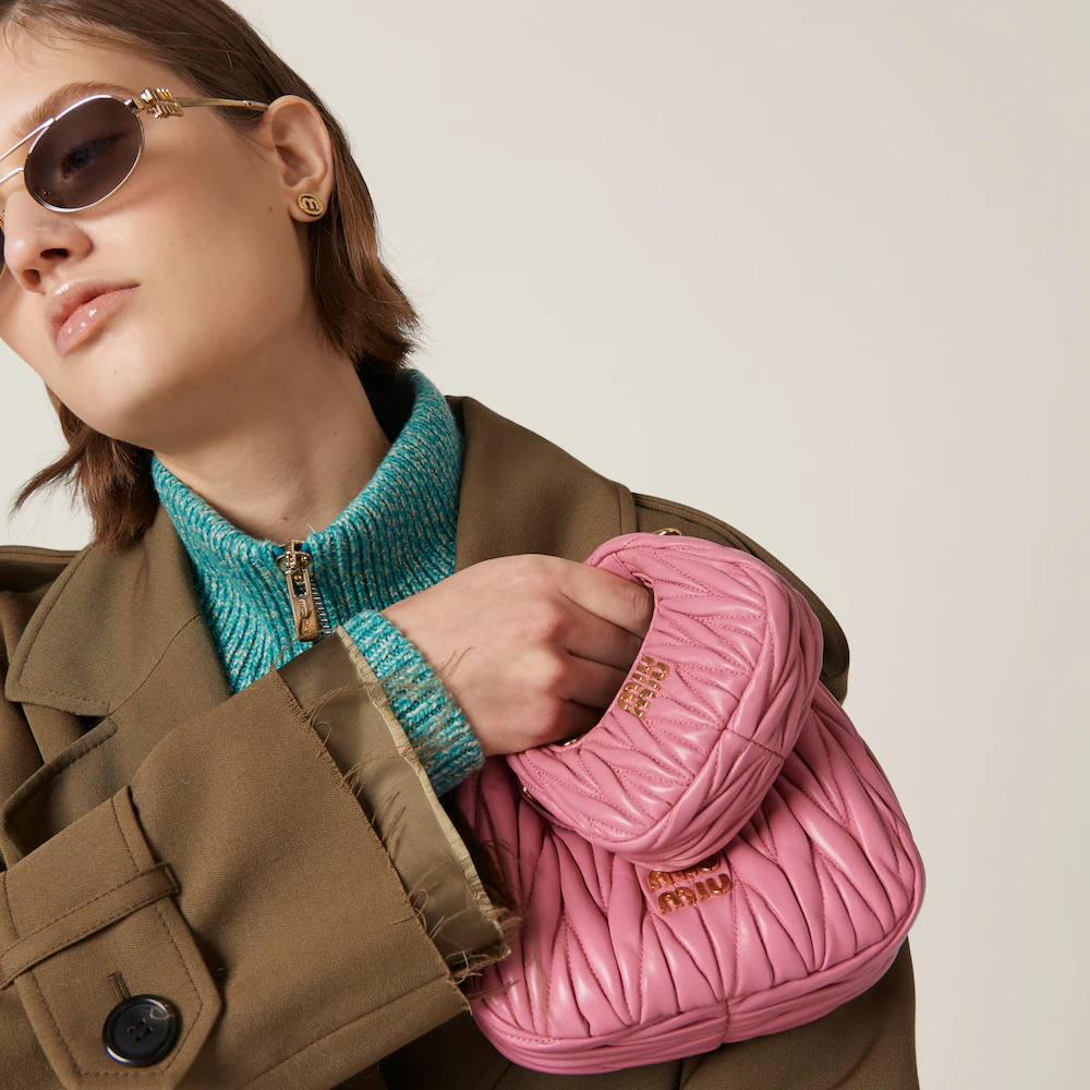 Miu Miu Wander Matelassé Mini Hobo Bag in Soft Lambskin